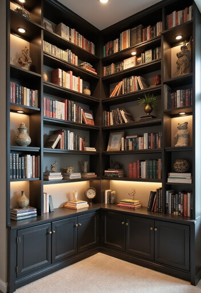 12 Living Room Library Ideas for Warm Cozy Intelligent Style 1 12 Living Room Library Ideas for Warm Cozy Intelligent Style - 1. Corner Bookshelf Bliss