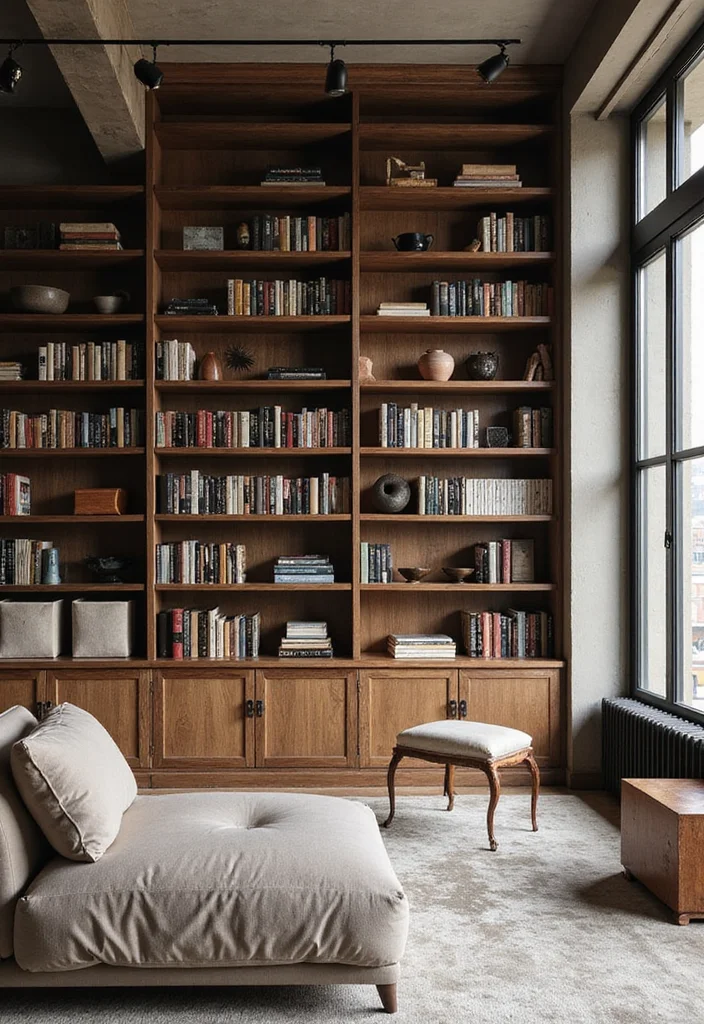 12 Living Room Library Ideas for Warm Cozy Intelligent Style 122 12 Living Room Library Ideas for Warm Cozy Intelligent Style - 12. Mix Materials for Interest