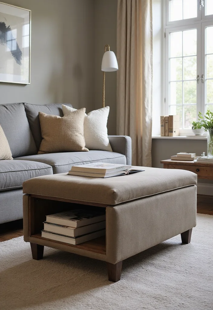 12 Living Room Library Ideas for Warm Cozy Intelligent Style 34 12 Living Room Library Ideas for Warm Cozy Intelligent Style - 4. Multi-functional Furniture