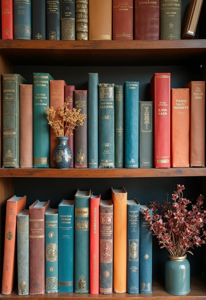 12 Living Room Library Ideas for Warm Cozy Intelligent Style 56 12 Living Room Library Ideas for Warm Cozy Intelligent Style - 6. Color-Coded Bookshelves