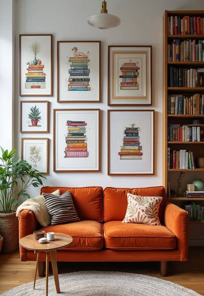 12 Living Room Library Ideas for Warm Cozy Intelligent Style 78 12 Living Room Library Ideas for Warm Cozy Intelligent Style - 8. Book-Themed Art