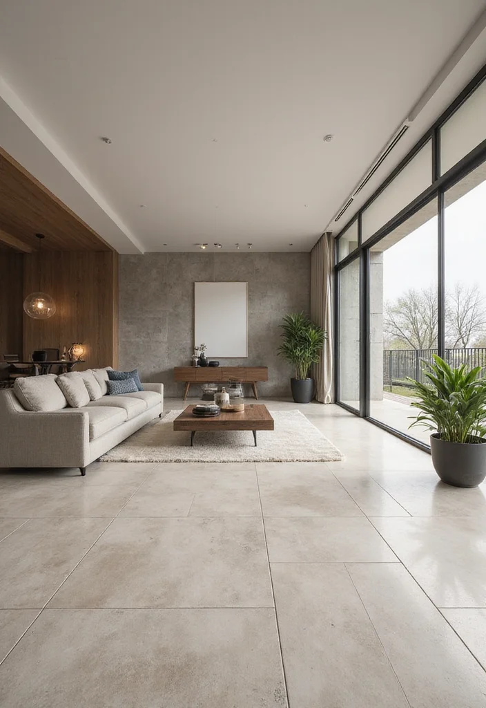 12 Living Room Tile Floor Ideas for Clean Durable Modern Living 67 12 Living Room Tile Floor Ideas for Clean Durable Modern Living - 7. Large Format Tiles