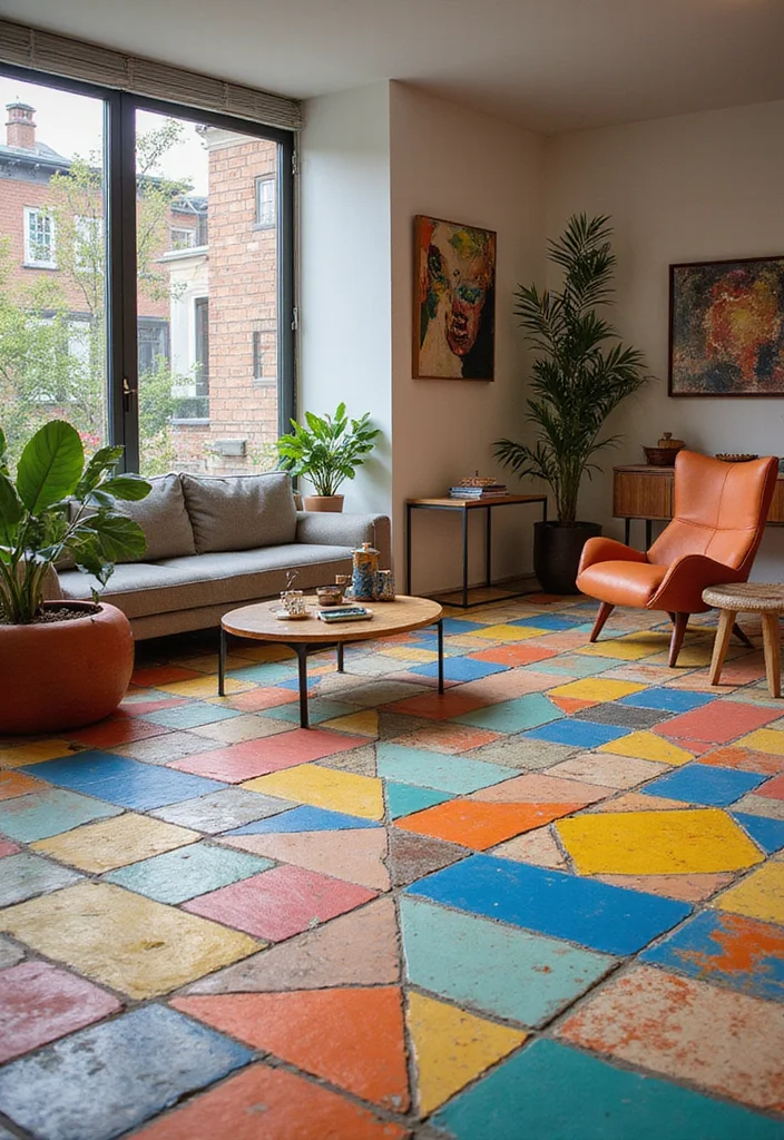 12 Living Room Tile Floor Ideas for Clean Durable Modern Living 78 12 Living Room Tile Floor Ideas for Clean Durable Modern Living - 8. Geometric Pattern Tiles