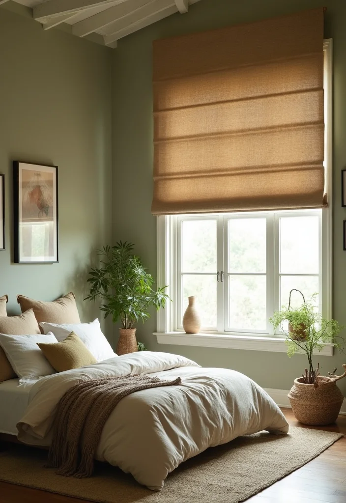 12 Olive Green Bedroom Ideas for Earthy Relaxed Modern Style 100 12 Olive Green Bedroom Ideas for Earthy Relaxed Modern Style - 10. Window Treatments