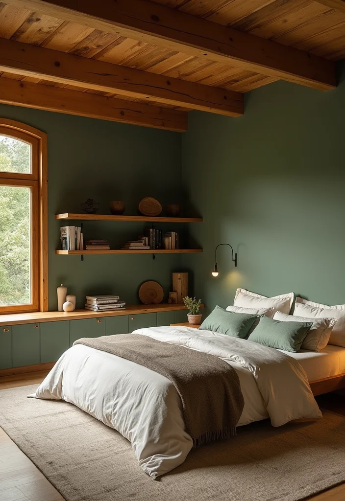 12 Olive Green Bedroom Ideas for Earthy Relaxed Modern Style 67 12 Olive Green Bedroom Ideas for Earthy Relaxed Modern Style - 7. Natural Wood Elements