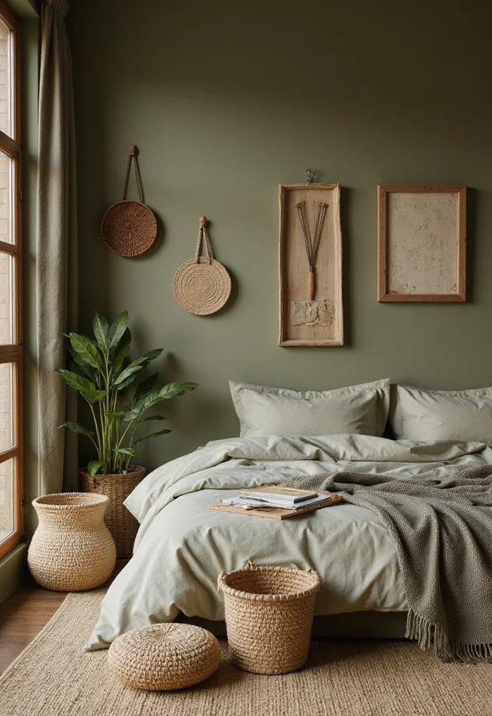 12 Olive Green Bedroom Ideas for Earthy Relaxed Modern Style 89 12 Olive Green Bedroom Ideas for Earthy Relaxed Modern Style - 9. Eco-Friendly Decor Accessories
