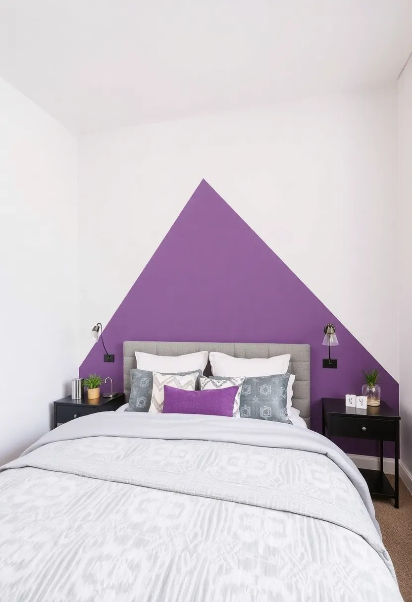 12 Purple and Gray Bedroom Ideas for Soft Elegant Moody Contrast 100 12 Purple and Gray Bedroom Ideas for Soft Elegant Moody Contrast - 10. Geometric Patterns in Gray and Purple