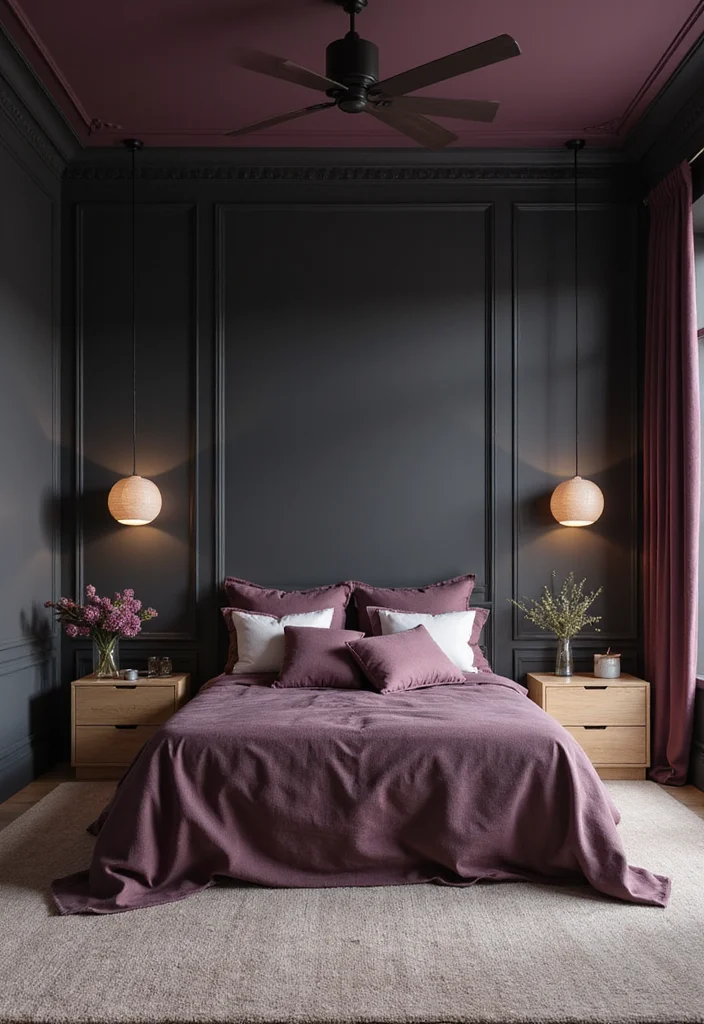 12 Purple and Gray Bedroom Ideas for Soft Elegant Moody Contrast 12 12 Purple and Gray Bedroom Ideas for Soft Elegant Moody Contrast - 2. Chic Charcoal and Plum