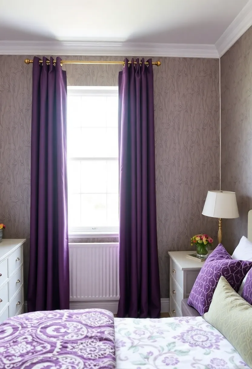 12 Purple and Gray Bedroom Ideas for Soft Elegant Moody Contrast 56 12 Purple and Gray Bedroom Ideas for Soft Elegant Moody Contrast - 6. Subtle Gray Wallpaper with Purple Details