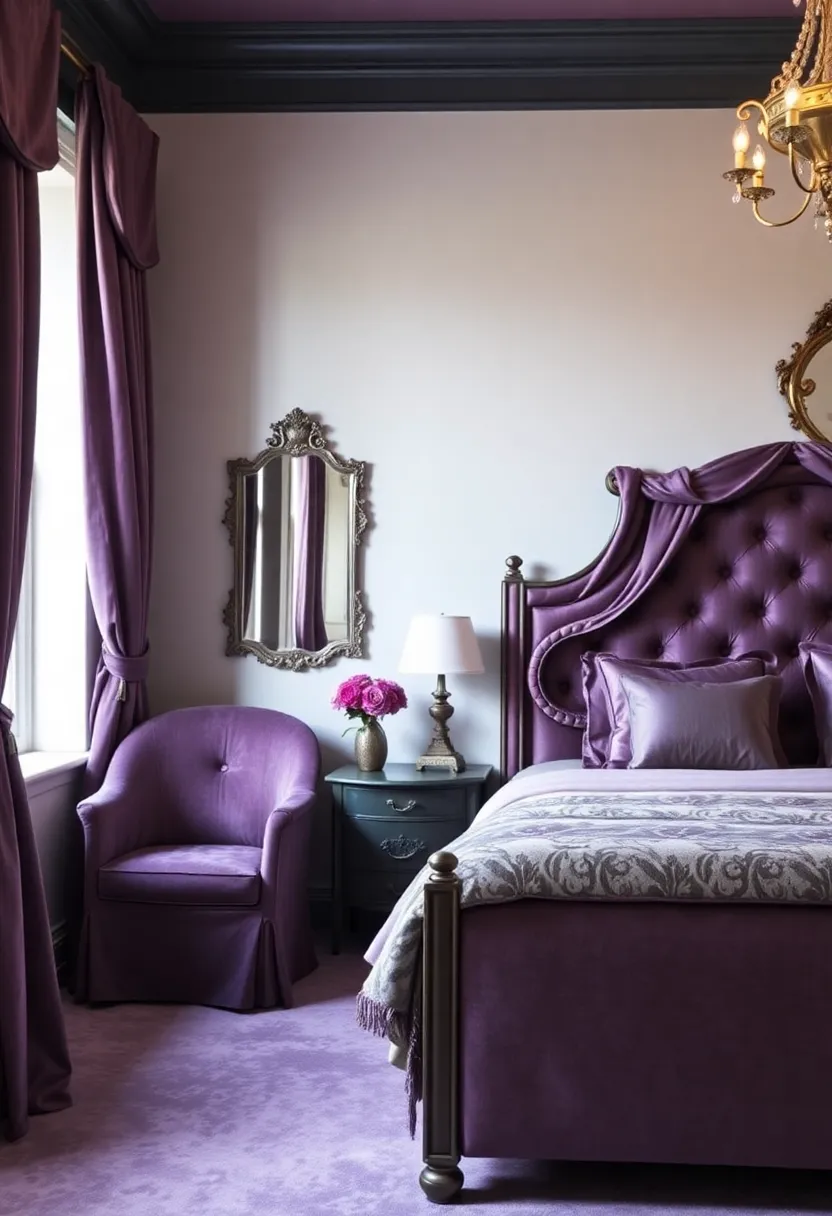 12 Purple and Gray Bedroom Ideas for Soft Elegant Moody Contrast 89 12 Purple and Gray Bedroom Ideas for Soft Elegant Moody Contrast - 9. Elegant Boudoir Style