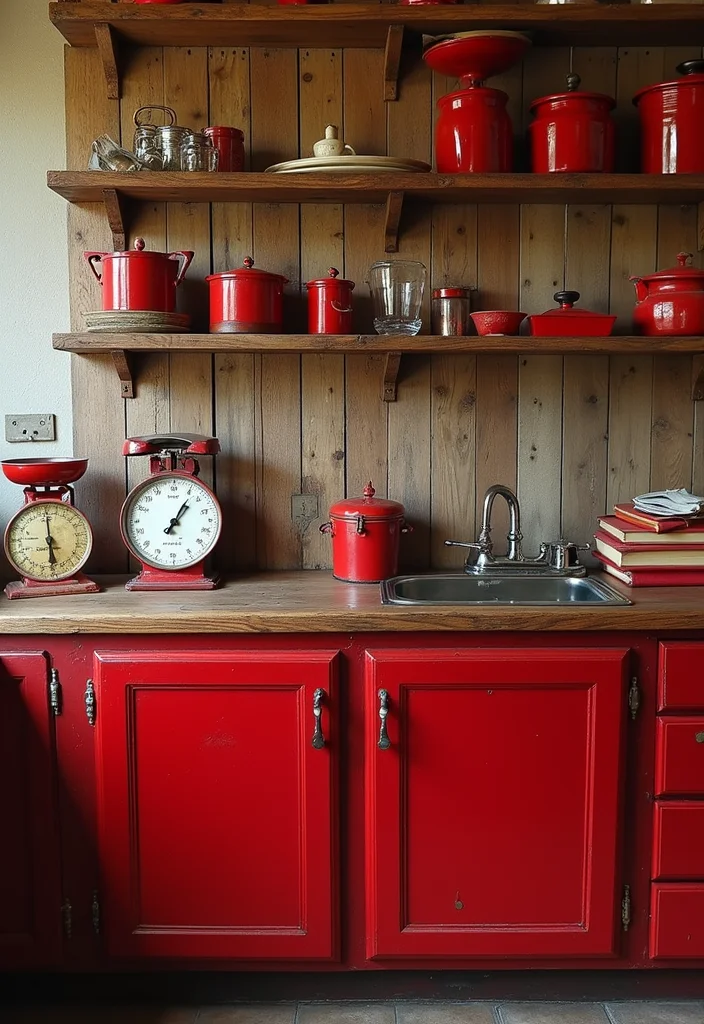 12 Red Kitchen Ideas for Warm Bold Energetic Style 100 12 Red Kitchen Ideas for Warm Bold Energetic Style - 10. Vintage Red Decor