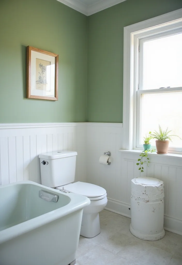 12 Sage Green Bathroom Ideas for Calm Natural Fresh Style 1 12 Sage Green Bathroom Ideas for Calm Natural Fresh Style - 1. Sage Green Painted Walls