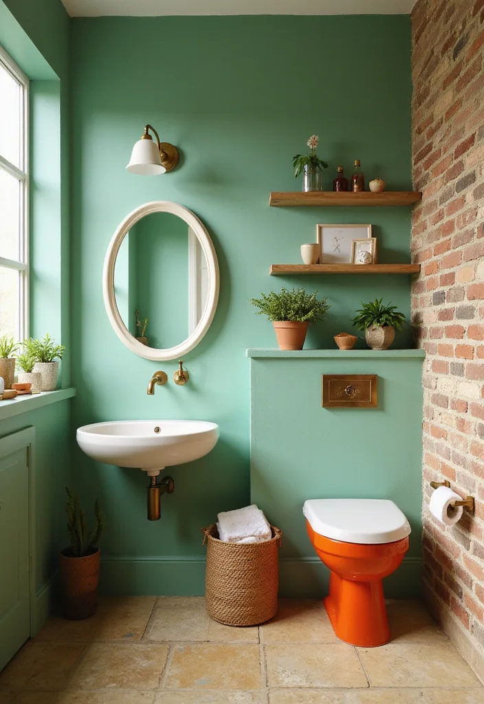 12 Sage Green Bathroom Ideas for Calm Natural Fresh Style 122 12 Sage Green Bathroom Ideas for Calm Natural Fresh Style - 12. Bold Contrasting Colors