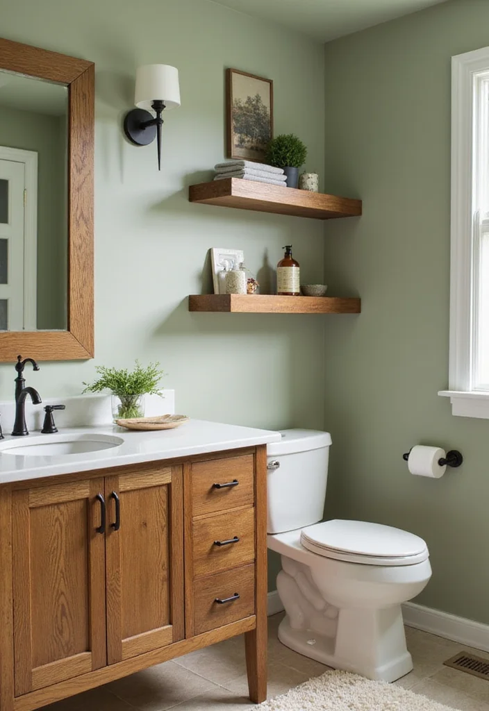 12 Sage Green Bathroom Ideas for Calm Natural Fresh Style 12 12 Sage Green Bathroom Ideas for Calm Natural Fresh Style - 2. Natural Wood Accents