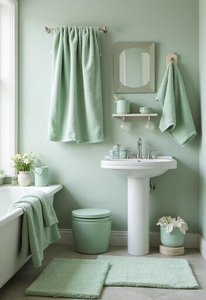 12 Sage Green Bathroom Ideas for Calm Natural Fresh Style 45 12 Sage Green Bathroom Ideas for Calm Natural Fresh Style - 5. Sage Green Accessories