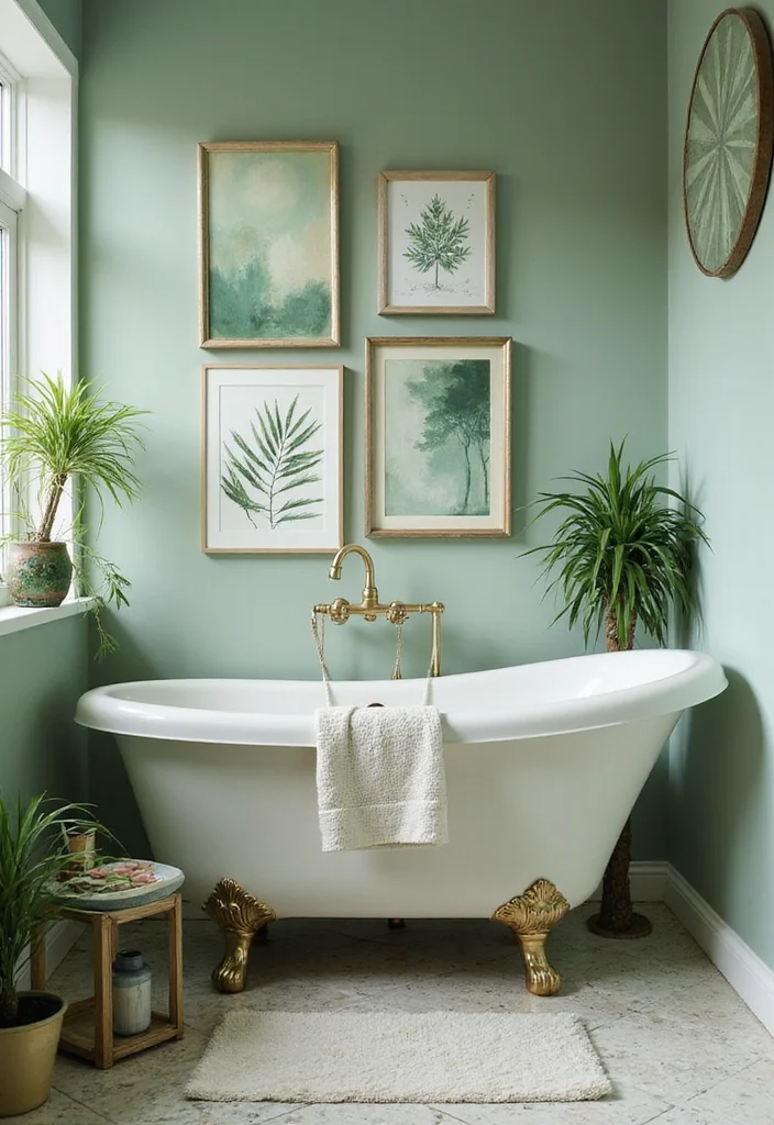 12 Sage Green Bathroom Ideas for Calm Natural Fresh Style 78 12 Sage Green Bathroom Ideas for Calm Natural Fresh Style - 8. Sage Green Art and Decor