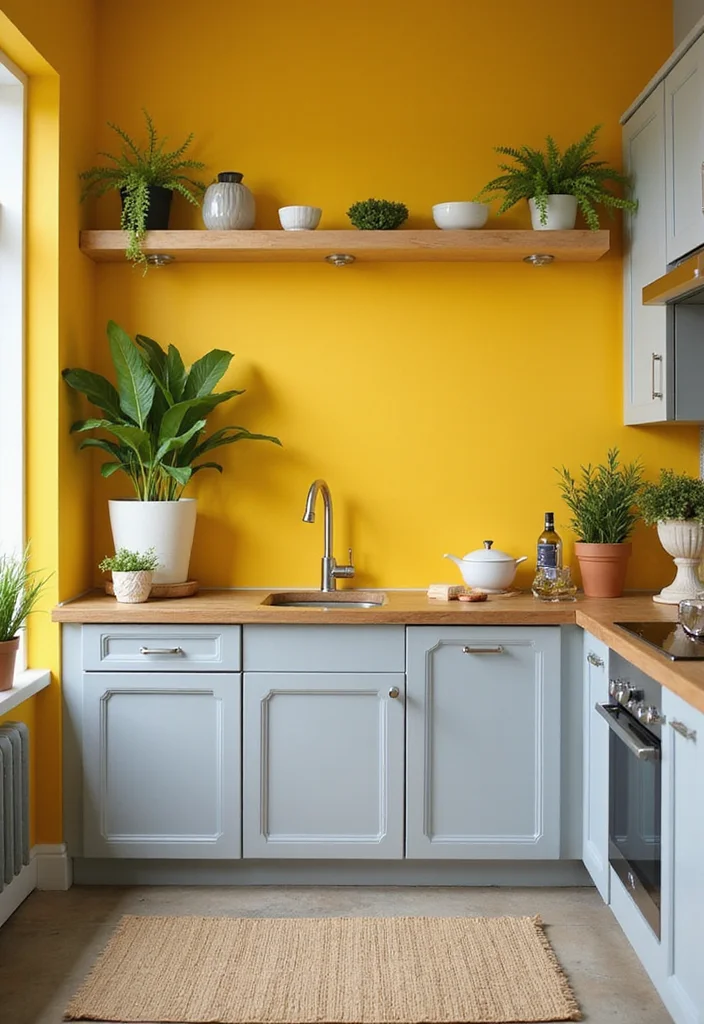 12 Small Kitchen Color Ideas for Bright Open Spacious Vibes 45 12 Small Kitchen Color Ideas for Bright Open Spacious Vibes - 5. Vibrant Yellow for a Cheerful Atmosphere