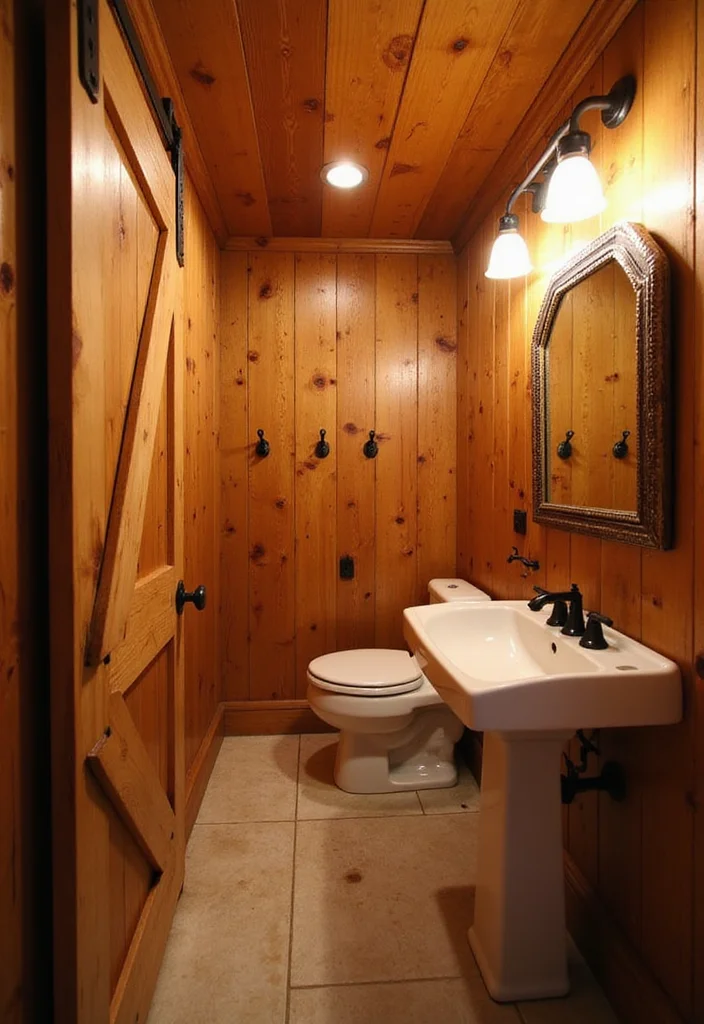 12 Small Rustic Bathroom Ideas for Warm Cozy Country Charm 1 12 Small Rustic Bathroom Ideas for Warm Cozy Country Charm - 1. Wood Paneling for a Warm Embrace