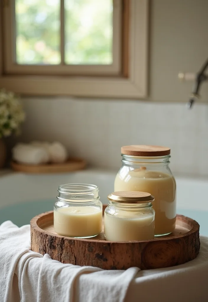 12 Small Rustic Bathroom Ideas for Warm Cozy Country Charm 122 12 Small Rustic Bathroom Ideas for Warm Cozy Country Charm - 12. Luxurious Bath Products for a Spa-Like Feel