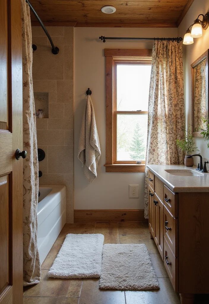 12 Small Rustic Bathroom Ideas for Warm Cozy Country Charm 45 12 Small Rustic Bathroom Ideas for Warm Cozy Country Charm - 5. Cozy Textiles for Added Comfort