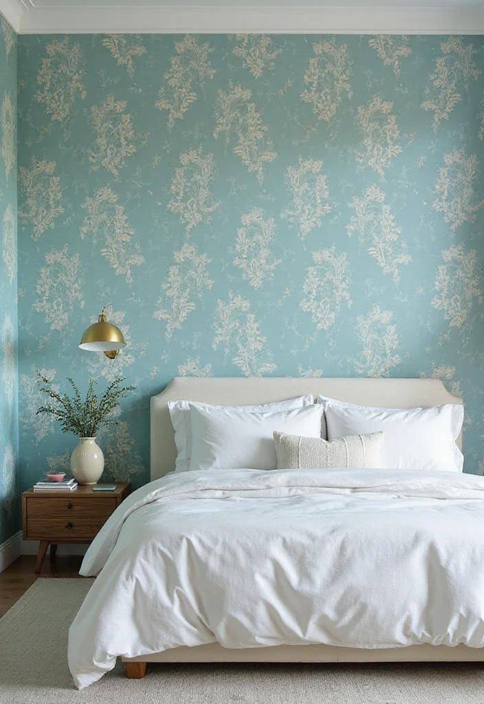 12 Teal Bedroom Ideas for Rich Calm Modern Color 122 12 Teal Bedroom Ideas for Rich Calm Modern Color - 12. Teal Wallpaper