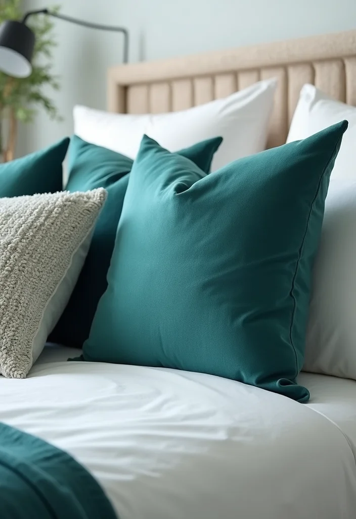 12 Teal Bedroom Ideas for Rich Calm Modern Color 23 12 Teal Bedroom Ideas for Rich Calm Modern Color - 3. Teal Throw Pillows