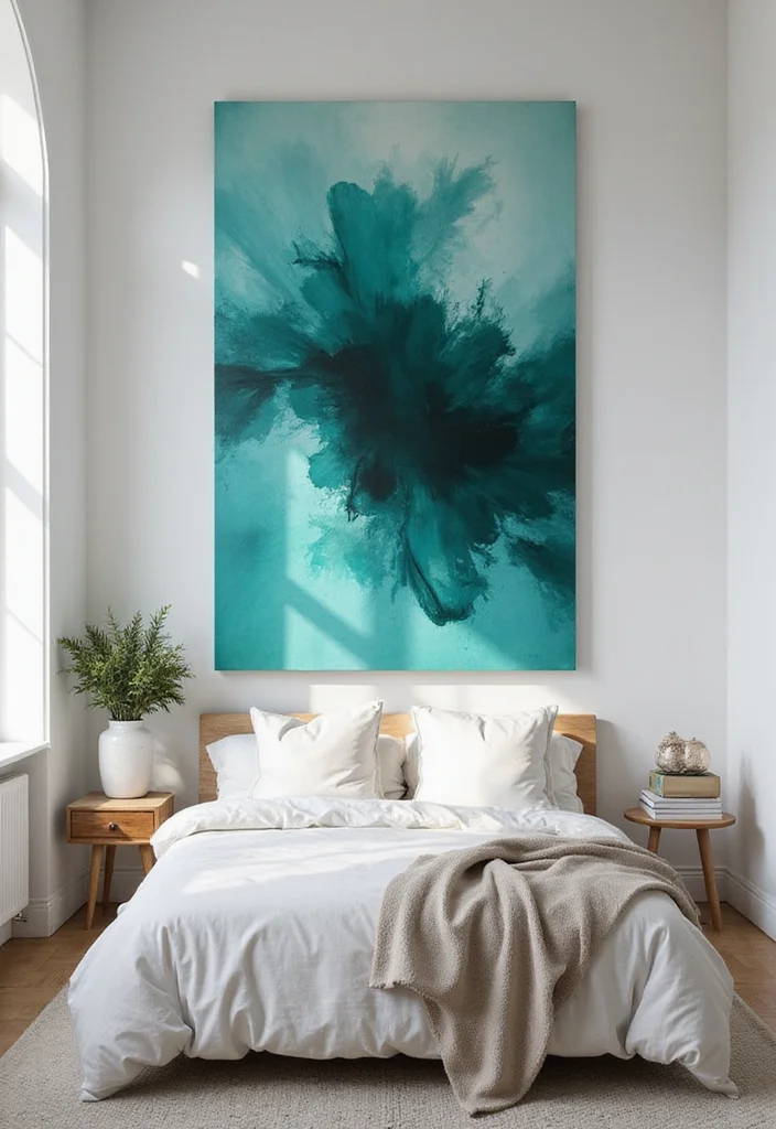 12 Teal Bedroom Ideas for Rich Calm Modern Color 34 12 Teal Bedroom Ideas for Rich Calm Modern Color - 4. Teal Artwork