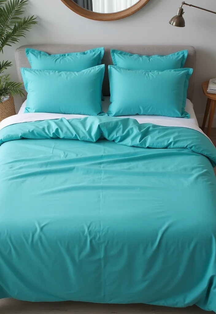 12 Teal Bedroom Ideas for Rich Calm Modern Color 45 12 Teal Bedroom Ideas for Rich Calm Modern Color - 5. Teal Bedspread