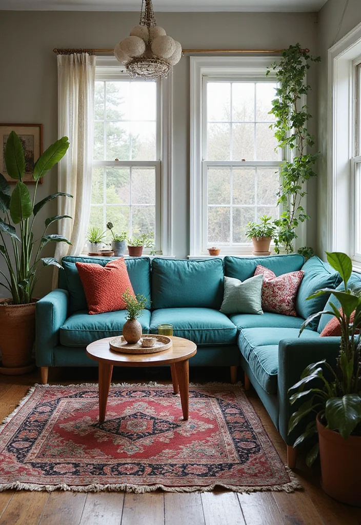 12 Teal Living Room Ideas for Calm Rich Beautiful Color 56 12 Teal Living Room Ideas for Calm Rich Beautiful Color - 6. Boho Teal Living Room Vibes