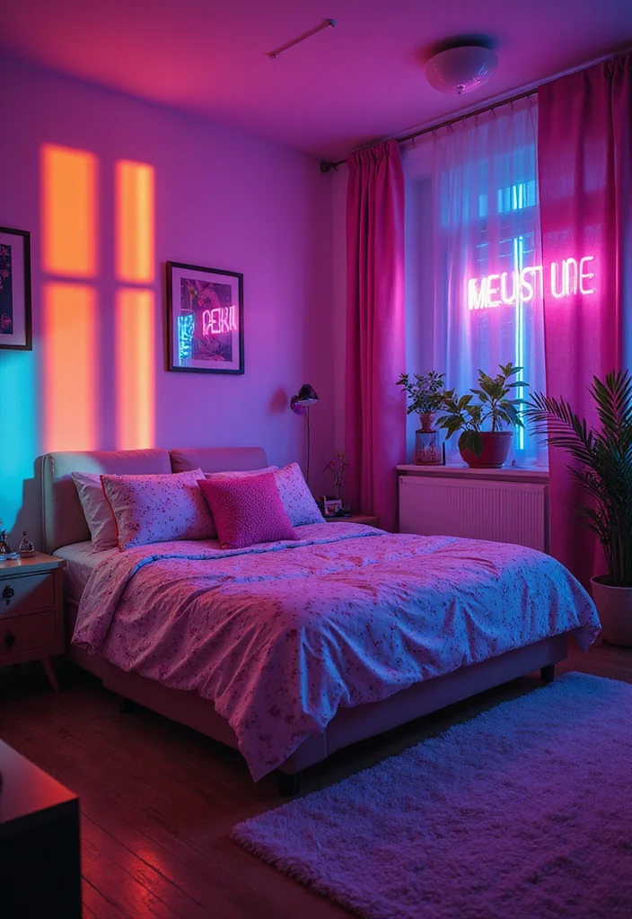14 Bedroom Aesthetic Ideas for Stylish Trendy Personalized Looks 89 14 Bedroom Aesthetic Ideas for Stylish Trendy Personalized Looks - 9. Neon Lights and Fun Accents