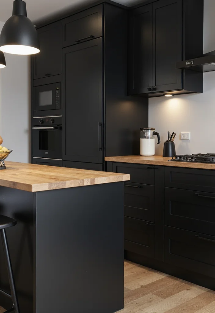 14 Black Kitchen Ideas for Bold Modern Sleek Style - 1. Matte Black Cabinets for a Sophisticated Touch