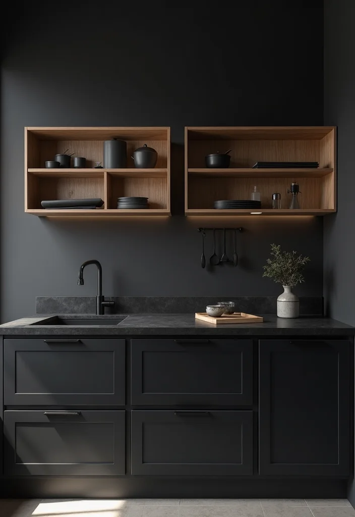14 Black Kitchen Ideas for Bold Modern Sleek Style - 11. Minimalist Black Kitchen Accessories