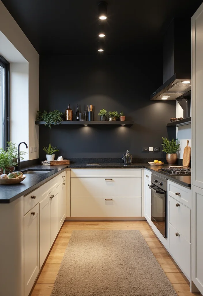 14 Black Kitchen Ideas for Bold Modern Sleek Style - 13. Black Ceiling for Uniqueness