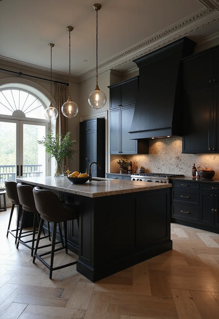 14 Black Kitchen Ideas for Bold Modern Sleek Style - 2. Bold Black Island Centerpiece
