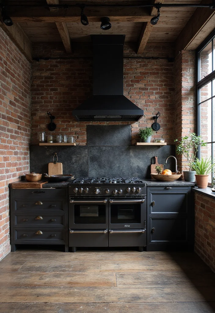 14 Black Kitchen Ideas for Bold Modern Sleek Style - 4. Industrial Style with Black Accents