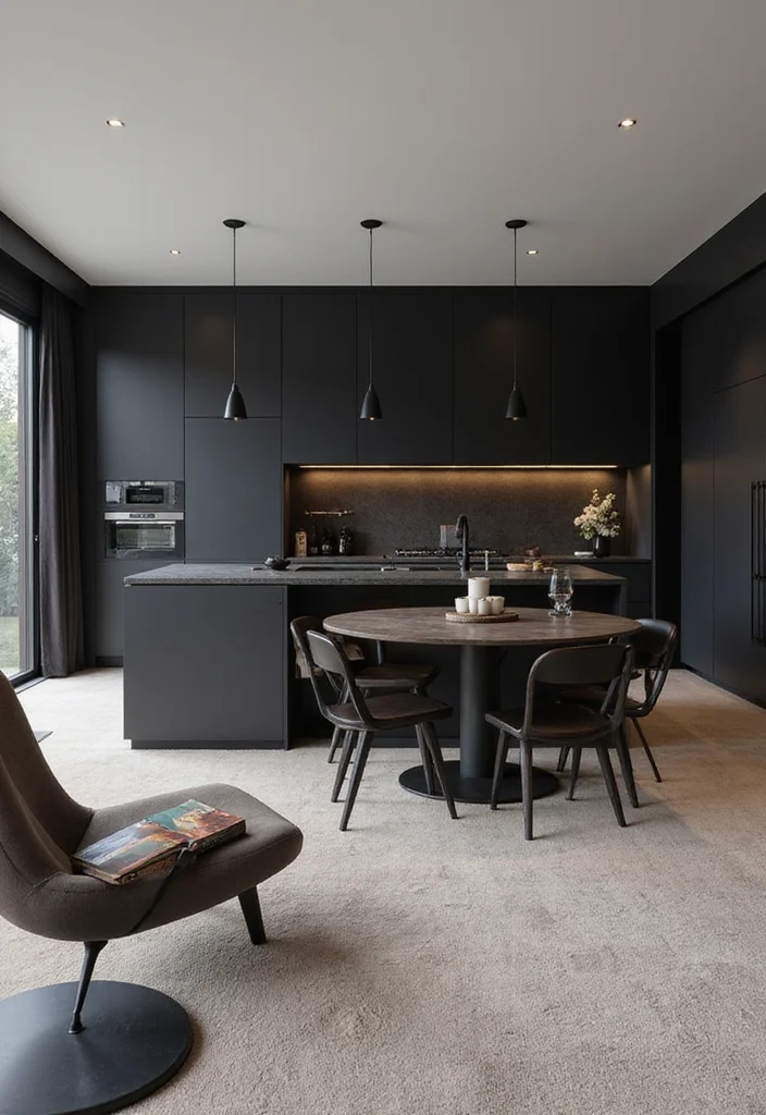 14 Black Kitchen Ideas for Bold Modern Sleek Style - 7. Open Concept Black Kitchen