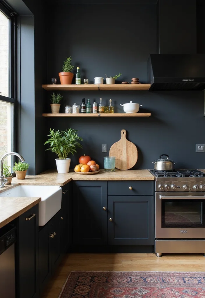 14 Black Kitchen Ideas for Bold Modern Sleek Style - 9. Accent Wall in Black