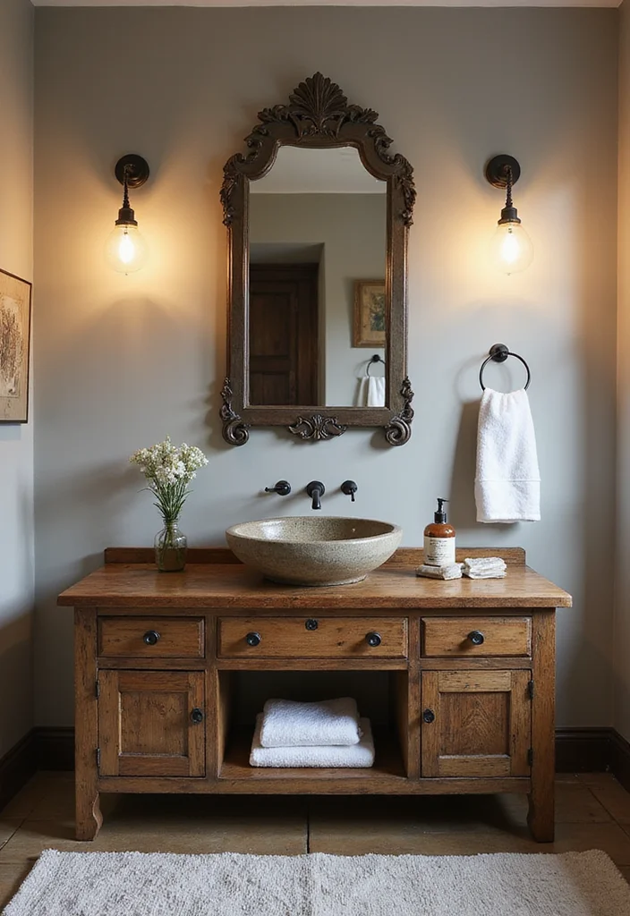 14 Country Bathroom Ideas for Classic Comfortable Everyday Style 1 14 Country Bathroom Ideas for Classic Comfortable Everyday Style - 1. Vintage Vanity Bliss