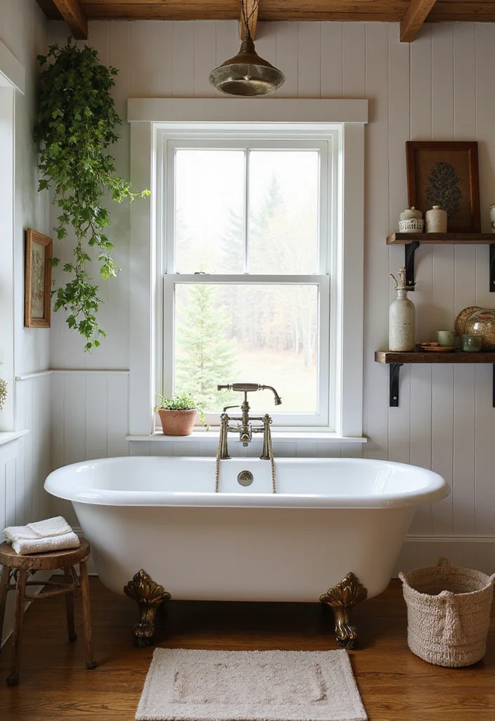 14 Country Bathroom Ideas for Classic Comfortable Everyday Style 23 14 Country Bathroom Ideas for Classic Comfortable Everyday Style - 3. Farmhouse Focal Point