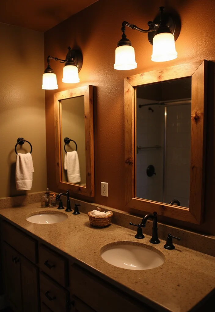 14 Country Bathroom Ideas for Classic Comfortable Everyday Style 45 14 Country Bathroom Ideas for Classic Comfortable Everyday Style - 5. Rustic Chic Lighting