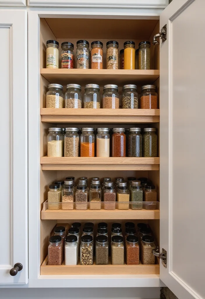 15 Kitchen Cabinet Storage Ideas for Better Organization and Space 23 15 Kitchen Cabinet Storage Ideas for Better Organization and Space - 3. Tiered Spice Racks