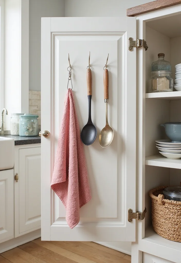 15 Kitchen Cabinet Storage Ideas for Better Organization and Space 67 15 Kitchen Cabinet Storage Ideas for Better Organization and Space - 7. Cabinet Door Hooks