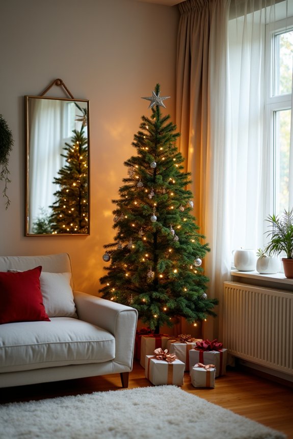 10 Smart Spots to Put a Christmas Tree in a Small Living Room 2 behind sofa slim tree storage solution