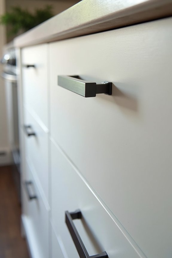 10 Tips for Putting Handles on Kitchen Cabinets 3 centered drawer pulls for balanced reach