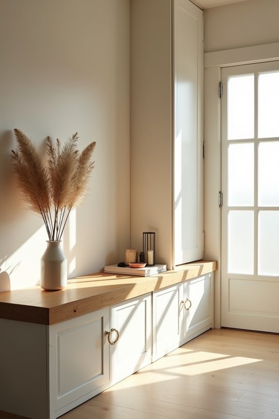 5 Things to Put on Your Entryway Table 1 closed storage keeps clutter hidden