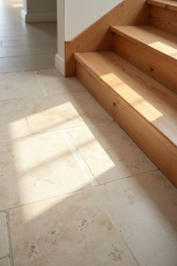 flat edge transition strips align stair tiles