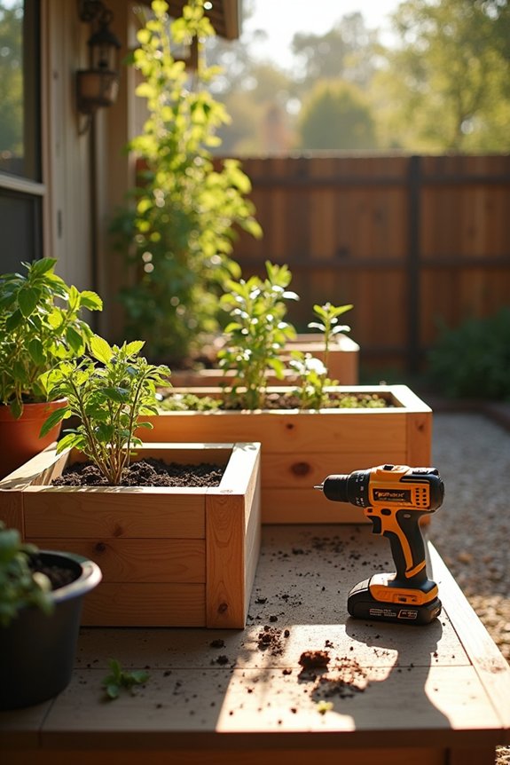 layered lighting and pallet planters