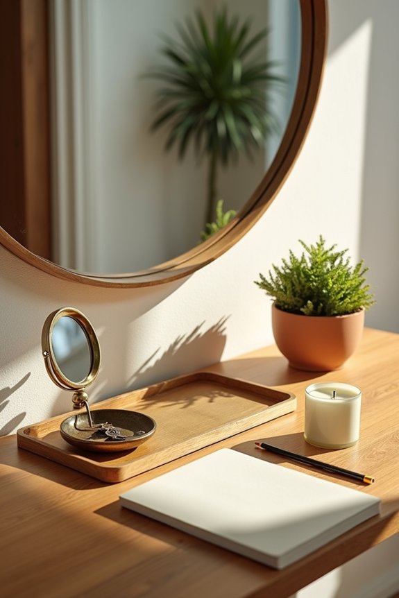 5 Things to Put on Your Entryway Table 2 mirror for quick grooming checks