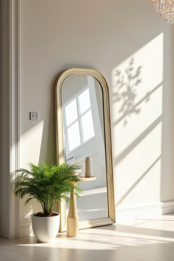 10 Smart Ideas for What to Put in That Empty Corner of Your Living Room 3 mirror light slim reflection airy corner