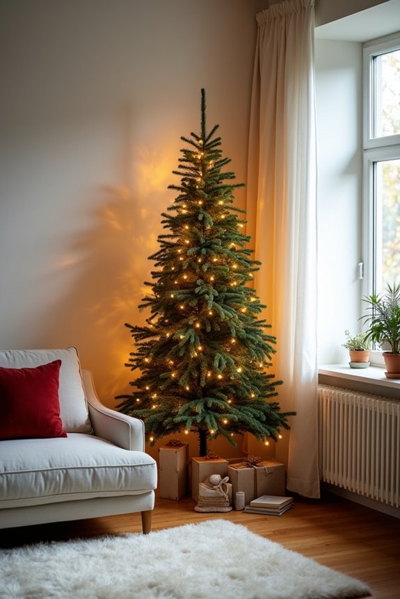 10 Smart Spots to Put a Christmas Tree in a Small Living Room 1 slim pencil tree in corner nook